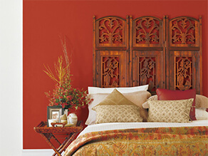Red oriental-themed bedroom project